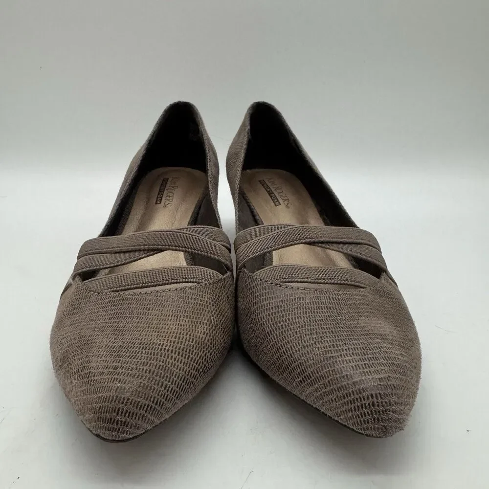 Kim Rogers Olissa Classic Pump Women's 6.5M Brown Faux Reptile Textile Heels